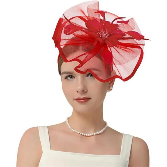 Kentucky Derby Fascinators Hat Red - Picture 1 of 7